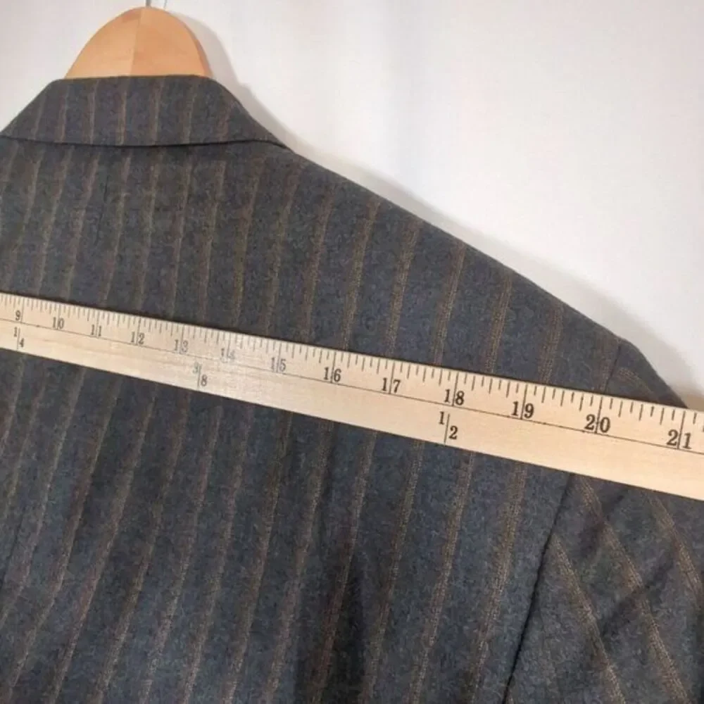 Ermenegildo Zegna Suzzara Wool Blazer Mens 44‎ Long Charcoal Striped Sport USA - Picture 11 of 14